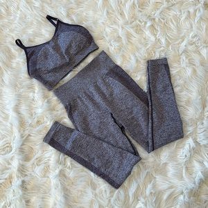 Gymshark Set Purple Marl Sports Bra and Vital Seamless Legging Size Small NWOT